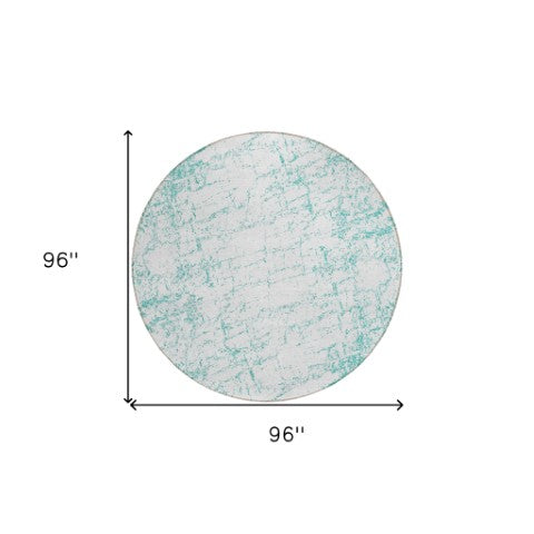 Homeroots 3' Stylish Black, White & Gray Abstract Washable Area Rug For Indoor & Outdoor Spaces 8' Round Polyester 578090