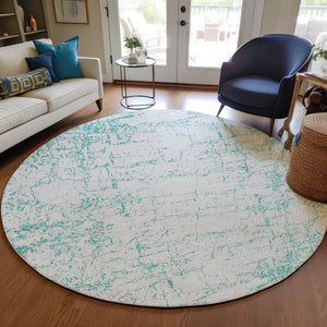 Homeroots 3' Stylish Black, White & Gray Abstract Washable Area Rug For Indoor & Outdoor Spaces 8' Round Polyester 578090