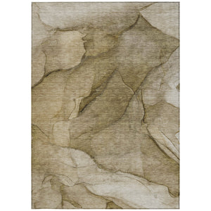 Homeroots 3' Stylish Brown Beige Taupe Abstract Washable Area Rug For Indoor And Outdoor Spaces, Durable Design 3' X 5' Polyester 578094