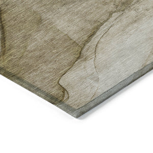 Homeroots 3' Stylish Brown Beige Taupe Abstract Washable Area Rug For Indoor And Outdoor Spaces, Durable Design 5' X 8' Polyester 578095