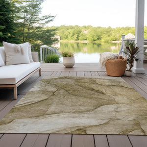 Homeroots 3' Stylish Brown Beige Taupe Abstract Washable Area Rug For Indoor And Outdoor Spaces, Durable Design 5' X 8' Polyester 578095