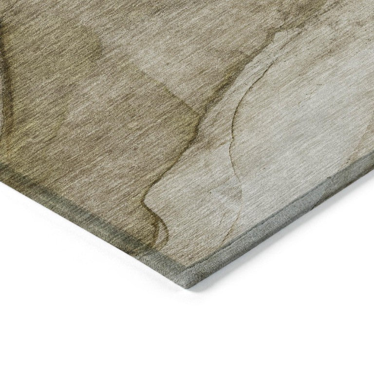 HomeRoots Washable Abstract Polyester Area Rug for Indoor Outdoor Patios Entryways and Living Spaces 8' x 10' 578097