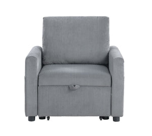 English Elm Ottavio Corduroy Accent Chair with Convertible Chaise Lounge and Built-in Storage Pocket B2749S00259