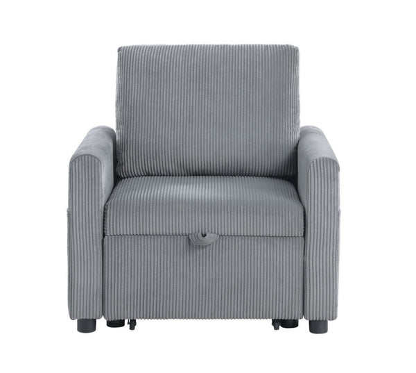 English Elm Ottavio Corduroy Accent Chair with Convertible Chaise Lounge and Built-in Storage Pocket B2749S00259