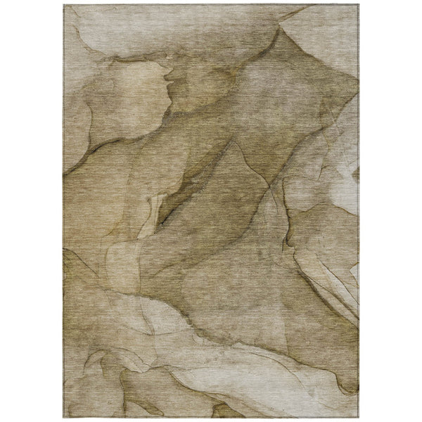 Homeroots 3' Stylish Brown Beige Taupe Abstract Washable Area Rug For Indoor And Outdoor Spaces, Durable Design 10' X 14' Polyester 578099