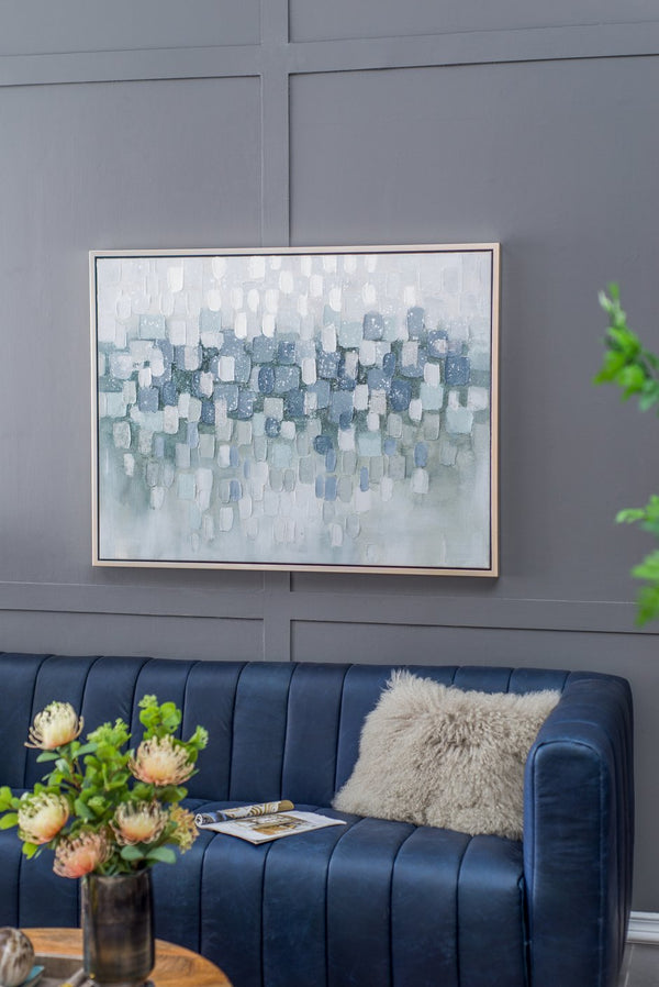 English Elm 47.2X35.4X1.5" Elegant Gray And Silver Abstract Landscape Oil Painting In Framed Modern Style W2078P313334
