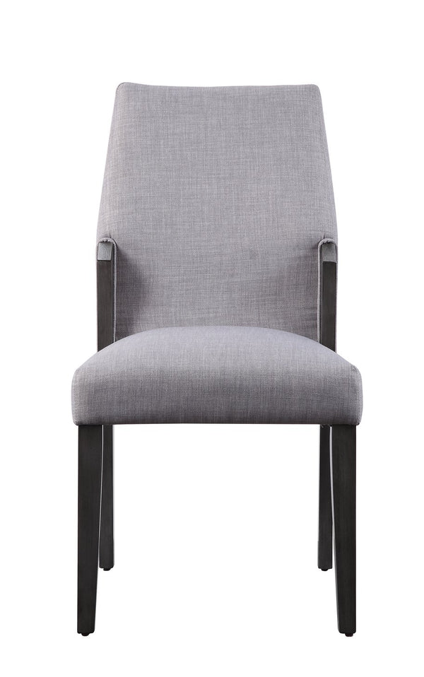 English Elm Belay Gray Oak Finish Fabric Side Chair Set of 2 - Armless Upholstered Dining Chairs, Foam Seat Comfort B2726P243293