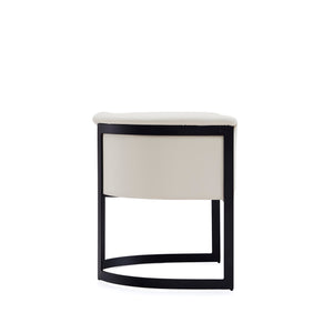 English Elm Corso Modern Metal Dining Chair with Smooth Vegan Leather Upholstery and Geometric Black Frame Cream B365P397714