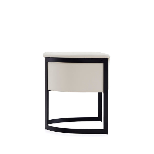 English Elm Corso Modern Metal Dining Chair with Smooth Vegan Leather Upholstery and Geometric Black Frame Cream B365P397714