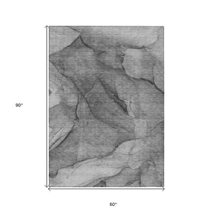 Homeroots 3' Stylish Brown Beige Taupe Abstract Washable Area Rug For Indoor And Outdoor Spaces, Durable Design 5' X 8' Polyester 578101