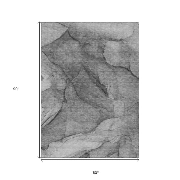 Homeroots 3' Stylish Brown Beige Taupe Abstract Washable Area Rug For Indoor And Outdoor Spaces, Durable Design 5' X 8' Polyester 578101