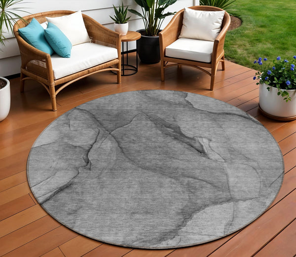 Homeroots 3' Stylish Brown Beige Taupe Abstract Washable Area Rug For Indoor And Outdoor Spaces, Durable Design 8' Round Polyester 578102