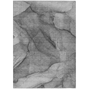 HomeRoots 9' Modern Gray Silver Charcoal Abstract Area Rug - Durable, Washable, Indoor-Outdoor Versatility 9' X 12' 578104