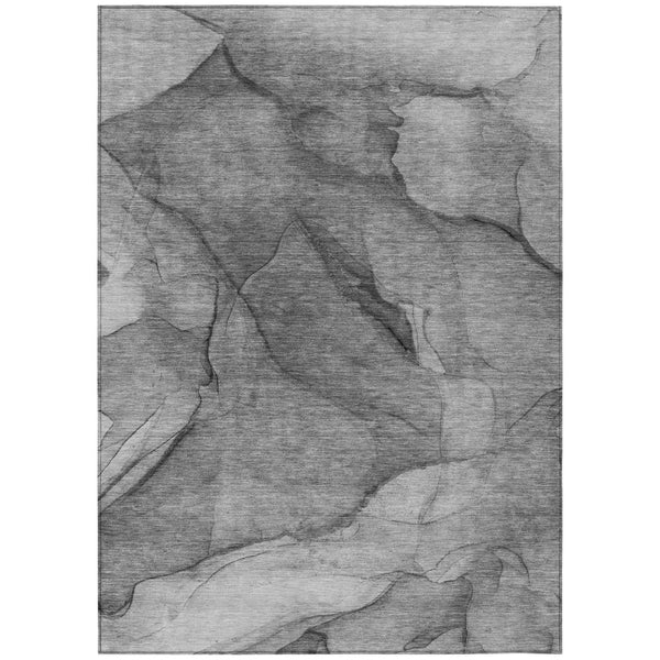 HomeRoots 9' Modern Gray Silver Charcoal Abstract Area Rug - Durable, Washable, Indoor-Outdoor Versatility 9' X 12' 578104