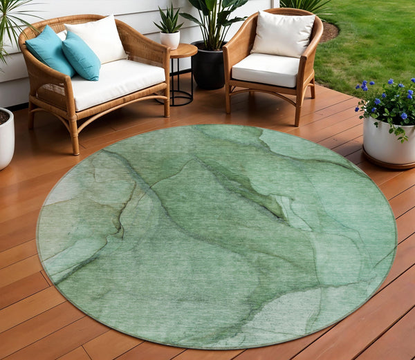 Homeroots 3' Stylish Brown Beige Taupe Abstract Washable Area Rug For Indoor And Outdoor Spaces, Durable Design 8' Round Polyester 578108