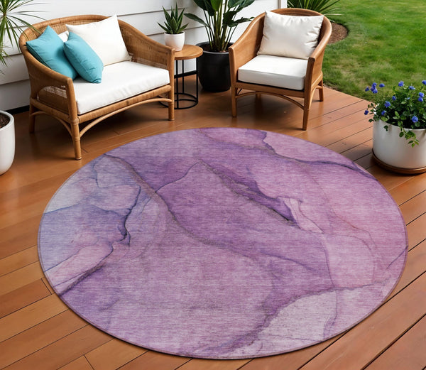 Homeroots 3' Stylish Brown Beige Taupe Abstract Washable Area Rug For Indoor And Outdoor Spaces, Durable Design 8' Round Polyester 578114