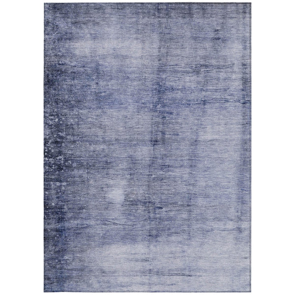 Homeroots 3' Navy Blue And Sky Blue Abstract Washable Area Rug – Perfect For Indoor Or Outdoor Spaces! 3' X 5' Polyester 578118