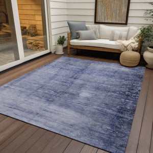 Homeroots 3' Navy Blue And Sky Blue Abstract Washable Area Rug – Perfect For Indoor Or Outdoor Spaces! 3' X 5' Polyester 578118