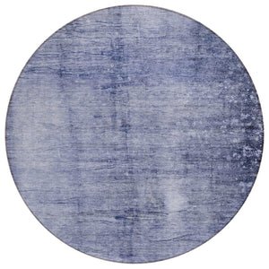 HomeRoots 5' Navy Blue and Sky Blue Abstract Area Rug - Stylish, Washable, Durable for Indoor and Outdoor Use 8' Round 578120