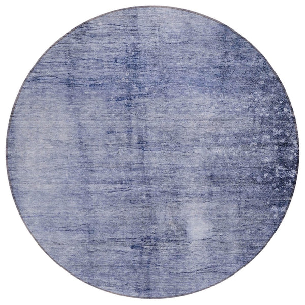 HomeRoots 5' Navy Blue and Sky Blue Abstract Area Rug - Stylish, Washable, Durable for Indoor and Outdoor Use 8' Round 578120