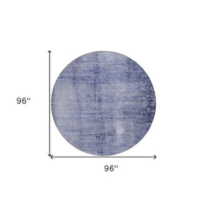 Homeroots 3' Navy Blue And Sky Blue Abstract Washable Area Rug – Perfect For Indoor Or Outdoor Spaces! 8' Round Polyester 578120