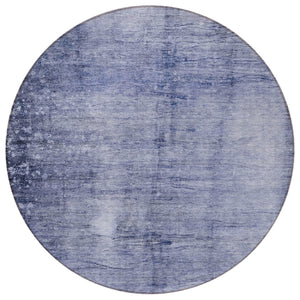 Homeroots 3' Navy Blue And Sky Blue Abstract Washable Area Rug – Perfect For Indoor Or Outdoor Spaces! 8' Round Polyester 578120