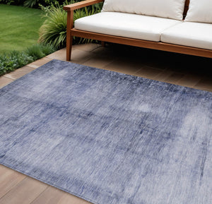 Homeroots 3' Navy Blue And Sky Blue Abstract Washable Area Rug – Perfect For Indoor Or Outdoor Spaces! 8' X 10' Polyester 578121