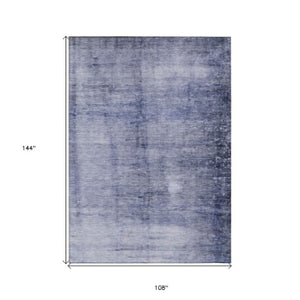 Homeroots 3' Navy Blue And Sky Blue Abstract Washable Area Rug – Perfect For Indoor Or Outdoor Spaces! 9' X 12' Polyester 578122