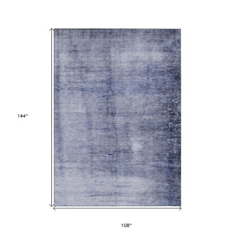 Homeroots 3' Navy Blue And Sky Blue Abstract Washable Area Rug – Perfect For Indoor Or Outdoor Spaces! 9' X 12' Polyester 578122