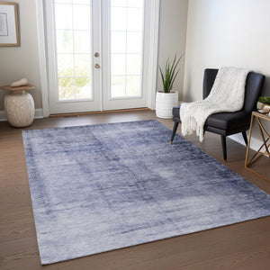 HomeRoots 9' Navy Blue and Sky Blue Abstract Area Rug - Stylish, Washable, Indoor/Outdoor, Durable Design 9' X 12' 578122