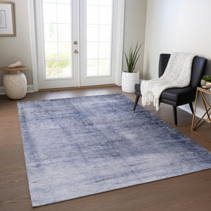 Homeroots 3' Navy Blue And Sky Blue Abstract Washable Area Rug – Perfect For Indoor Or Outdoor Spaces! 10' X 14' Polyester 578123