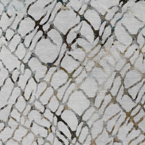 Homeroots 3' Stylish Silver Gray & Charcoal Abstract Washable Area Rug For Indoor & Outdoor Spaces 10' X 14' Polyester 578135