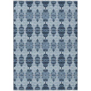 HomeRoots 5' Moroccan Washable Indoor/Outdoor Area Rug in Navy & Denim Blue - Durable, Stylish & Easy Care 5' X 8' 578137