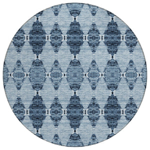 HomeRoots 5' Moroccan Washable Indoor/Outdoor Area Rug in Navy & Denim Blue - Durable, Stylish & Easy Care 8' Round 578138