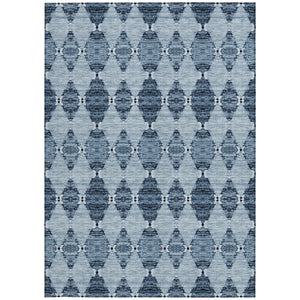 Homeroots 3' Stylish Navy Blue Moroccan Area Rug - Washable Indoor/Outdoor Design For High Traffic Spaces 10' X 14' Polyester 578141