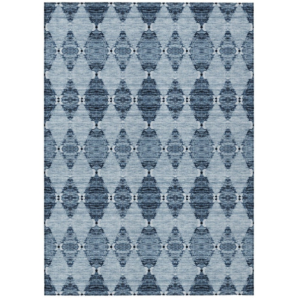 HomeRoots 5' Moroccan Washable Indoor/Outdoor Area Rug in Navy & Denim Blue - Durable, Stylish & Easy Care 10' X 14' 578141