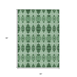 Homeroots 3' Stylish Navy Blue Moroccan Area Rug - Washable Indoor/Outdoor Design For High Traffic Spaces 5' X 8' Polyester 578143