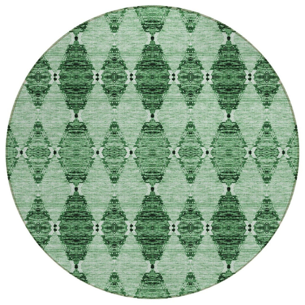 HomeRoots 5' Vibrant Moroccan-Inspired Area Rug in Emerald Green - Durable, Washable, Indoor/Outdoor Design 8' Round 578144