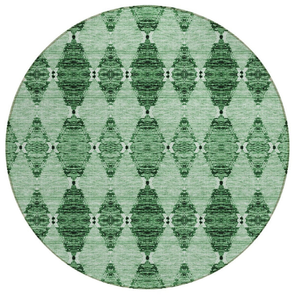 HomeRoots 5' Vibrant Moroccan-Inspired Area Rug in Emerald Green - Durable, Washable, Indoor/Outdoor Design 8' Round 578144