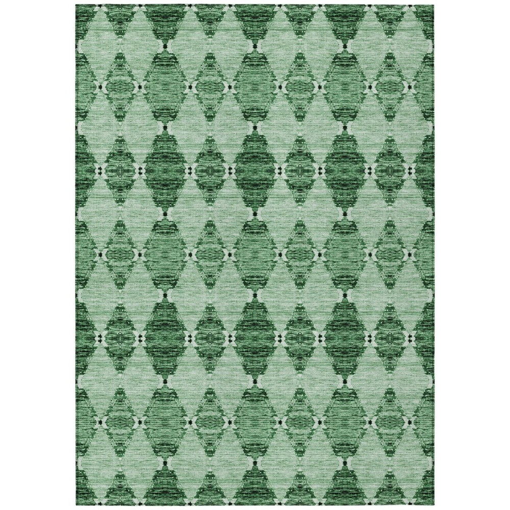 HomeRoots 9' Emerald and Green Moroccan Indoor-Outdoor Area Rug – Stylish, Washable, Durable Design for Versatile Spaces 9' X 12' 578146