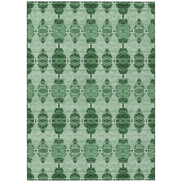 HomeRoots 9' Emerald and Green Moroccan Indoor-Outdoor Area Rug – Stylish, Washable, Durable Design for Versatile Spaces 9' X 12' 578146