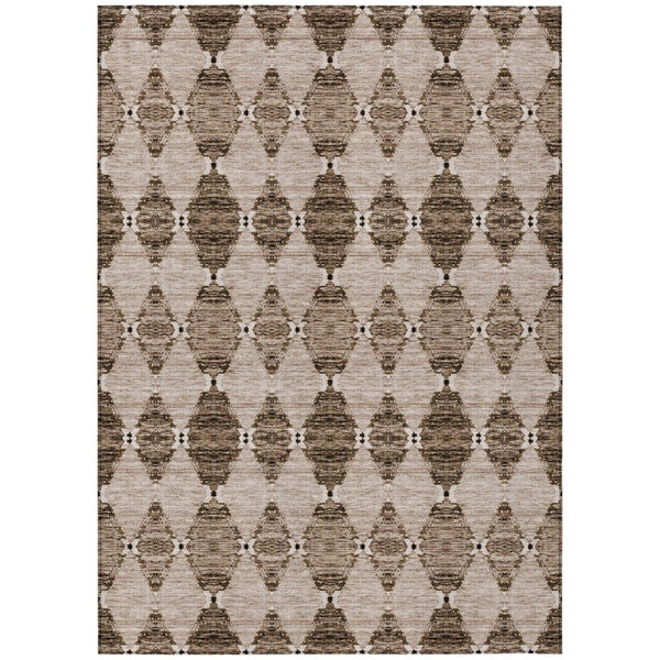 HomeRoots 5' Moroccan-Inspired Washable Area Rug in Brown & Chocolate – Durable, Stylish, Indoor/Outdoor Use 5' X 8' 578155
