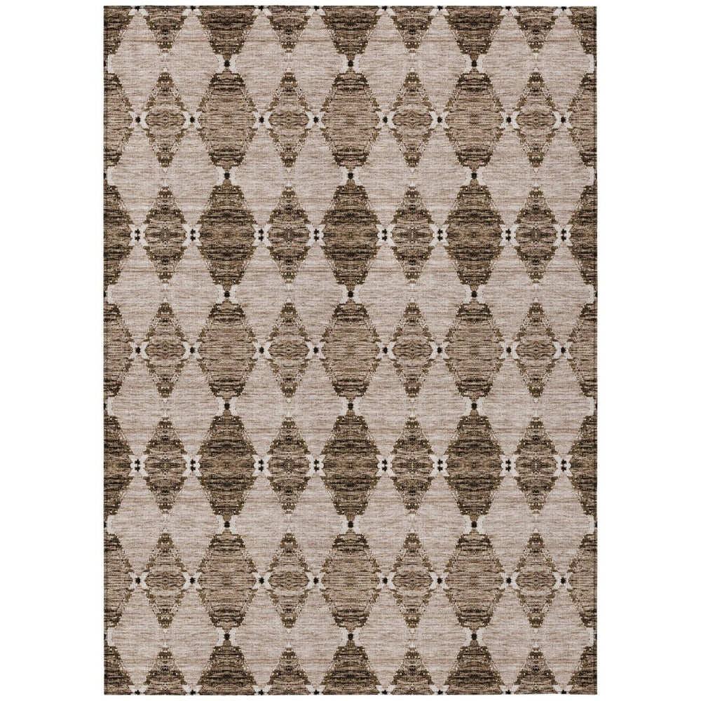 HomeRoots 5' Moroccan-Inspired Washable Area Rug in Brown & Chocolate – Durable, Stylish, Indoor/Outdoor Use 8' X 10' 578157