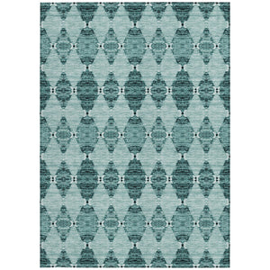 Homeroots 3' Stylish Navy Blue Moroccan Area Rug - Washable Indoor/Outdoor Design For High Traffic Spaces 5' X 8' Polyester 578167