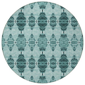 Homeroots 3' Stylish Navy Blue Moroccan Area Rug - Washable Indoor/Outdoor Design For High Traffic Spaces 8' Round Polyester 578168