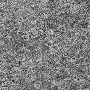 Homeroots 3' Charcoal And Silver Floral Area Rug - Washable, Indoor-outdoor, Stain Resistant, Durable Design 3' X 5' Polyester 578172