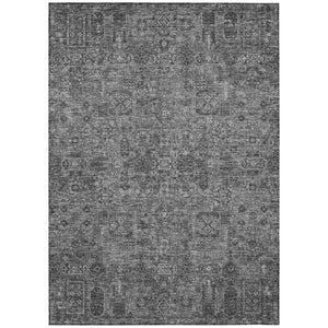 HomeRoots 5' Elegant Charcoal and Silver Floral Indoor Outdoor Area Rug - Durable, Washable, Versatile Design 5' X 8' 578173
