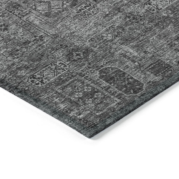 Homeroots 3' Charcoal And Silver Floral Area Rug - Washable, Indoor-outdoor, Stain Resistant, Durable Design 10' X 14' Polyester 578177
