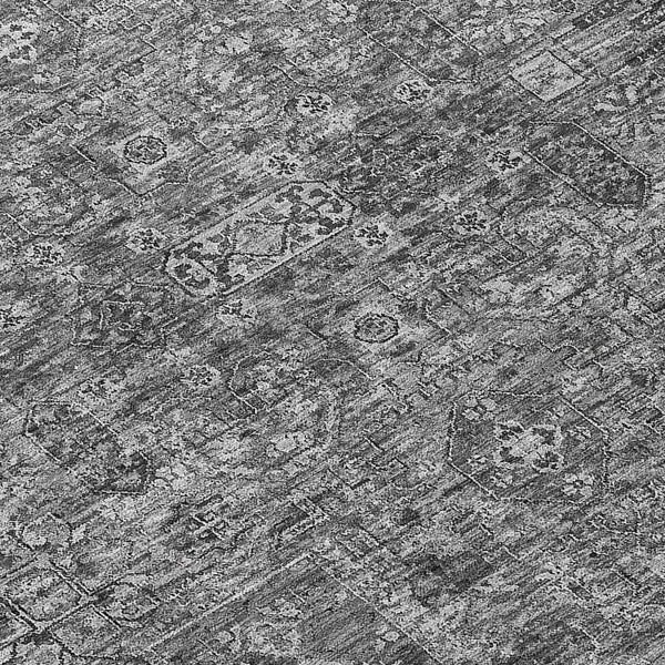 Homeroots 3' Charcoal And Silver Floral Area Rug - Washable, Indoor-outdoor, Stain Resistant, Durable Design 10' X 14' Polyester 578177