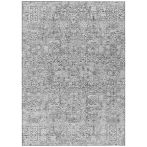 HomeRoots 5' Elegant Gray Floral Area Rug - Durable, Washable, Indoor/Outdoor Perfect for High-Traffic Spaces 8' X 10' 578181